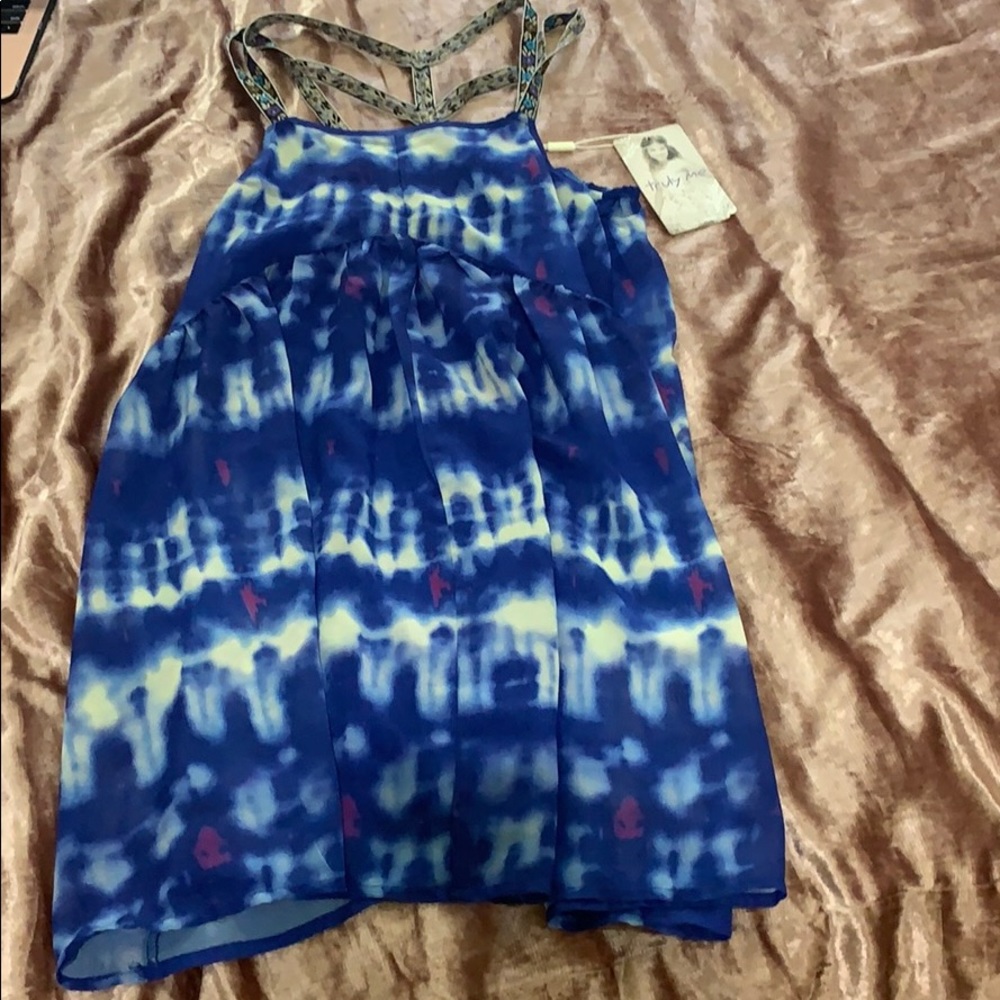 Strapless summer tie dye dress